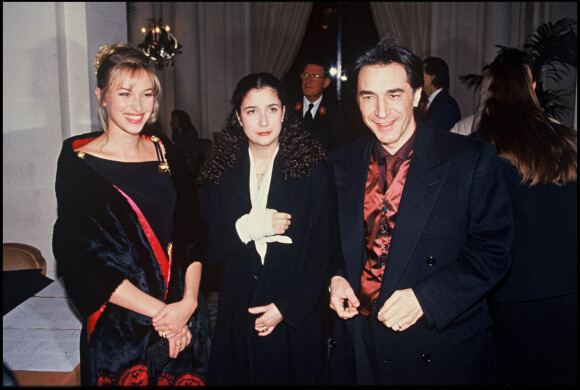 Archives - Richard Berry, sa fille Coline et sa femme Jessica Ford lors de la soirée des César. 1993.