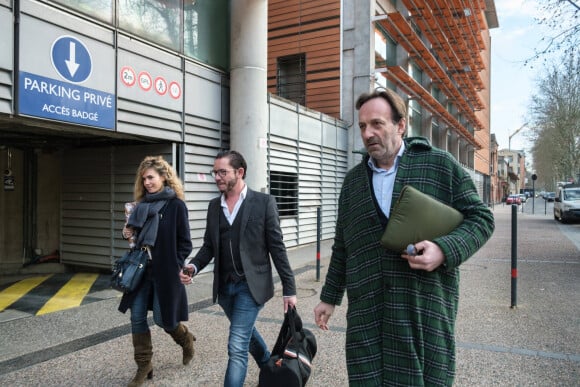 Les avocats de Cédric Jubillar : Alexandre Martin, Jean-Baptiste Alary et Emmanuelle Franck arrivant au tribunal de Toulouse le 11 février 2022