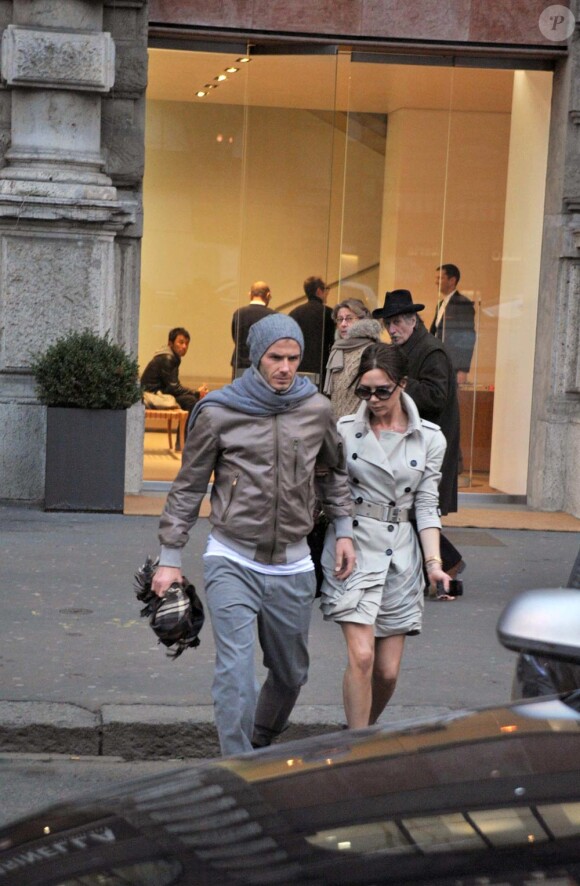 David et Victoria Beckham à Milan le 23 janvier 2010