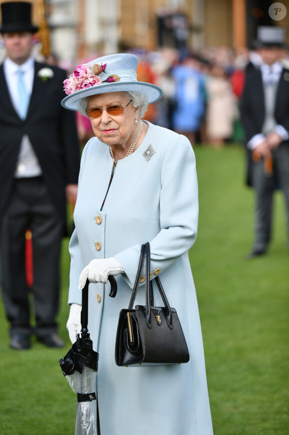 La reine Elisabeth II d'Angleterre lors de la garden-party royale de Buckingham Palace. Londres, le 21 mai 2019. 