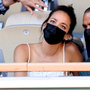 Alizé Lim et son compagnon Tony Parker dans les tribunes des Internationaux de France de Roland Garros à Paris le 11 juin 2021. © Dominique Jacovides / Bestimage 