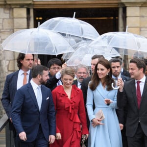 Catherine (Kate) Middleton, duchesse de Cambridge et la comtesse Stéphanie de Lannoy, grande-duchesse héritière de Luxembourg, le prince Guillaume, grand-duc héritier de Luxembourg et Xavier Bettel, premier ministre du Grand-Duché de Luxembourg - Catherine Kate Middleton, la duchesse de Cambridge en visite au Luxembourg, le 11 mai 2017.