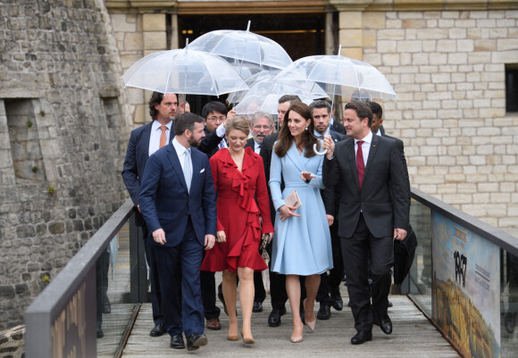 Catherine (Kate) Middleton, duchesse de Cambridge et la comtesse Stéphanie de Lannoy, grande-duchesse héritière de Luxembourg, le prince Guillaume, grand-duc héritier de Luxembourg et Xavier Bettel, premier ministre du Grand-Duché de Luxembourg - Catherine Kate Middleton, la duchesse de Cambridge en visite au Luxembourg, le 11 mai 2017.