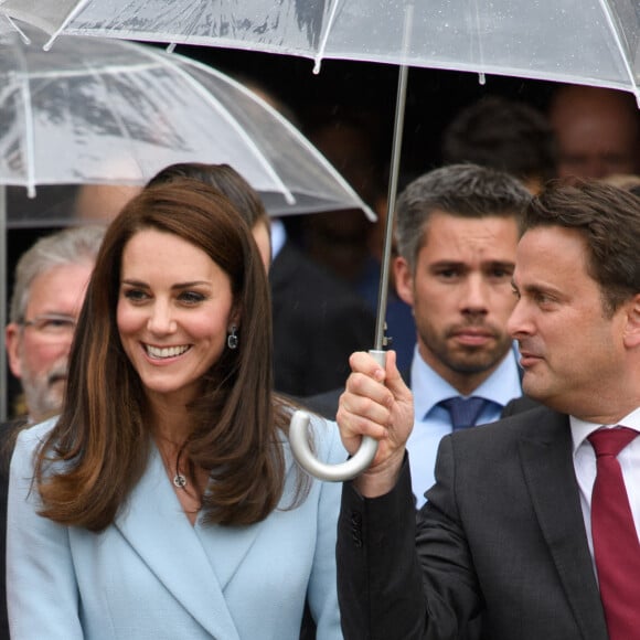 Catherine (Kate) Middleton, duchesse de Cambridge et la comtesse Stéphanie de Lannoy, grande-duchesse héritière de Luxembourg, le prince Guillaume, grand-duc héritier de Luxembourg et Xavier Bettel, premier ministre du Grand-Duché de Luxembourg - Catherine Kate Middleton, la duchesse de Cambridge en visite au Luxembourg, le 11 mai 2017.