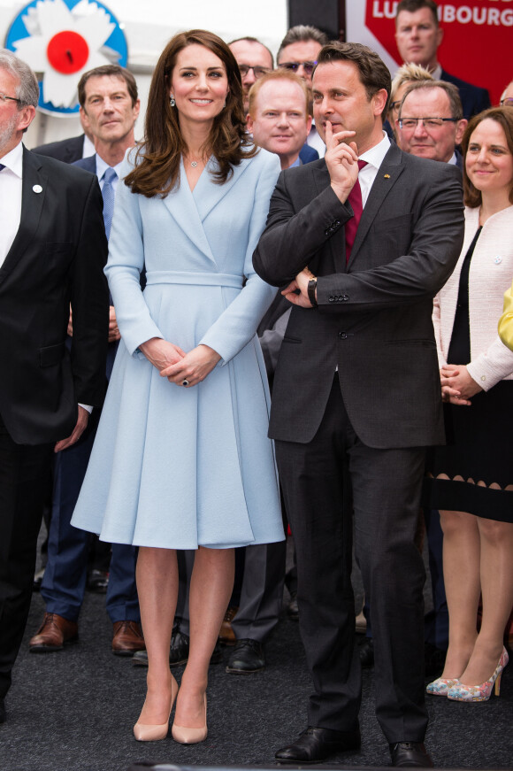 Catherine (Kate) Middleton, duchesse de Cambridge et Xavier Bettel, premier ministre du Grand-Duché de Luxembourg - Catherine Kate Middleton, la duchesse de Cambridge en visite au Luxembourg, le 11 mai 2017.