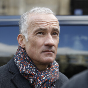 Gilles Bouleau - Sorties des obsèques de Jean-Pierre Pernaut en la Basilique Sainte-Clotilde à Paris, France, le 9 mars 2022.