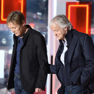 Dave et son compagnon Patrick Loiseau - Enregistrement de l'émission "Vivement Dimanche" à Paris le 24 février 2016. © Coadic Guirec/Bestimage