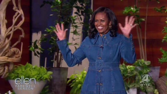 Michelle Obama sur le plateau de l'émission "The Ellen Show" à Los Angeles, le 19 avril 2022.