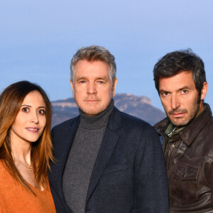 Exclusif - Fabienne Carat, Xavier Deluc et Franck Semonin durant le tournage du double épisode final de "Section de recherches" à Nice, diffusé le 21 avril sur TF1. © Bruno Bebert / Bestimage 