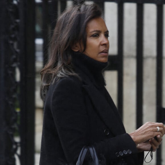 Karine Le Marchand - Sorties des obsèques de Jean-Pierre Pernaut en la Basilique Sainte-Clotilde à Paris le 9 mars 2022. ©Denis Guignebourg/BestImage