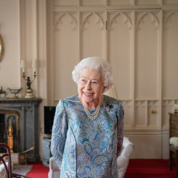 La reine Elisabeth II d'Angleterre au château de Windsor, le 28 avril 2022. 