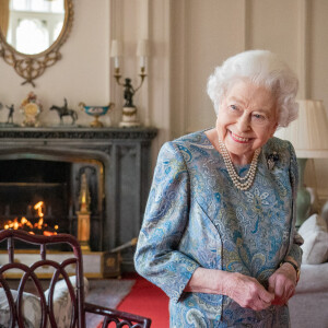 La reine Elisabeth II d'Angleterre au château de Windsor, le 28 avril 2022. 