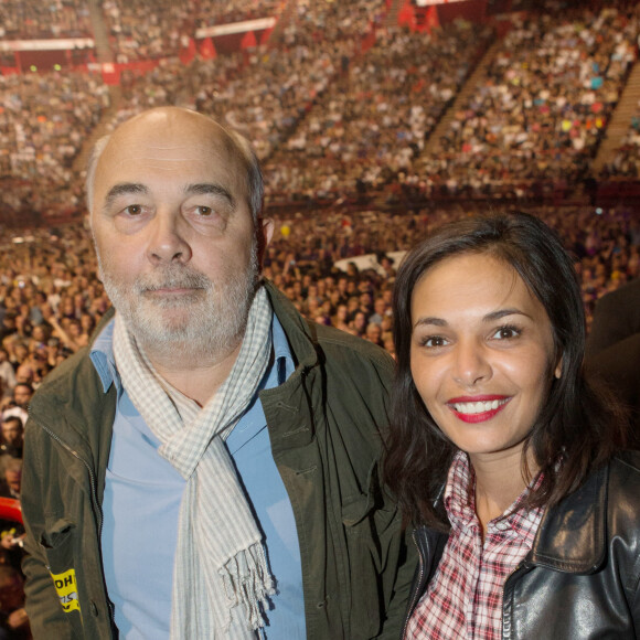 Exclusif - Gerard Jugnot et Saida Jawad - People au concert de Johnny Hallyday au POPB de Bercy à Paris - Jour 2. Le 15 juin 2013