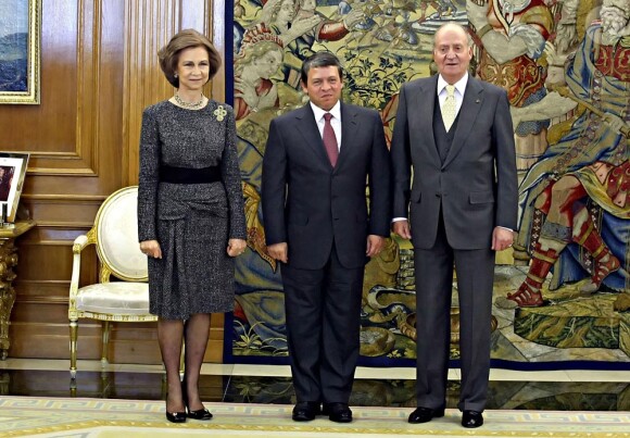 La famille royale espagnole a reçu le roi Abdullah II de Jordanie. Le 27 janvier 2010.