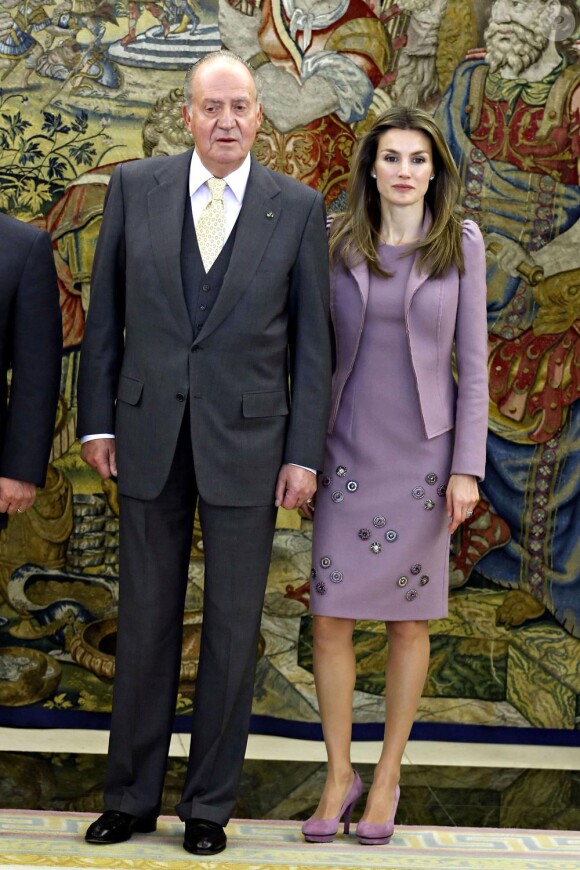 Letizia d'Espagne à Madrid avec le roi Juan Carlos a reçu le roi Abdullah II de Jordanie. Le 27 janvier 2010.
