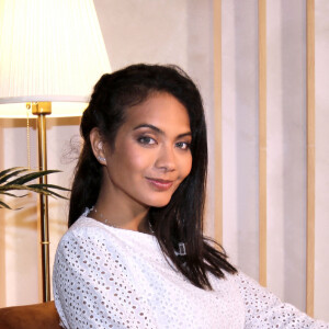 Exclusif - Vaimalama Chaves (Miss France 2019) lors de l'enregistrement de l'émission "Chez Jordan" avec Jordan De Luxe. Paris, le 22 avril 2022. © Cédric Perrin/Bestimage