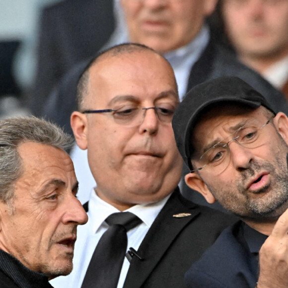 Nicolas Sarkozy - People au match de football de ligue 1 Uber Eats entre le Paris St Germain et Troyes (2-2) à Paris le 8 mai 2022.