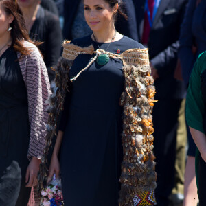 Le prince Harry, duc de Sussex, et Meghan Markle, duchesse de Sussex (enceinte) visitent Te Papaiouru Marae à Rotorua, Nouvelle Zélande le 31 octobre 2018. 