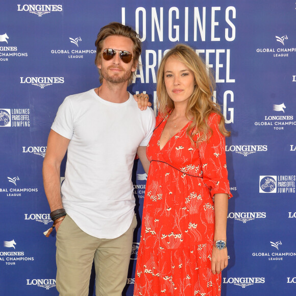 Exclusif - Philippe Lacheau et sa compagne Elodie Fontan (Marraine du LGCT - LPEJ 2019) - Photocall - Longines Paris Eiffel Jumping au Champ de Mars à Paris, le 7 juillet 2019. © Veeren Ramsamy/Bestimage 