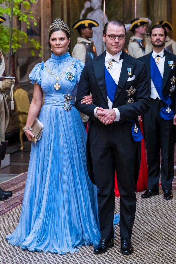 Princesse Victoria de Suède, Prince Daniel - Dîner d'Etat au palais royal de Stockholm, en l'honneur du président finlandais, le 17 mai 2022.