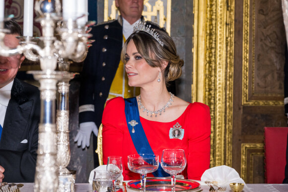 Princesse Sofia de Suède - Dîner d'Etat au palais royal de Stockholm, en l'honneur du président finlandais, le 17 mai 2022.