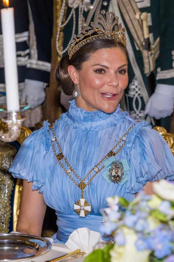 Princesse Victoria de Suède - Dîner d'Etat au palais royal de Stockholm, en l'honneur du président finlandais, le 17 mai 2022.