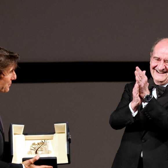 Pierre Lescure, Thierry Frémaux - Remise de la palme d'honneur à Tom Cruise lors du 75ème Festival International du Film de Cannes. Le 18 mai 2022 © Dominique Jacovides / Bestimage 