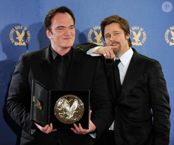 La star Brad Pitt et le cinéaste Quentin Tarantino, à l'occasion de la grande soirée des Director's Guild Awards, à Los Angeles, le 30 janvier 2010.