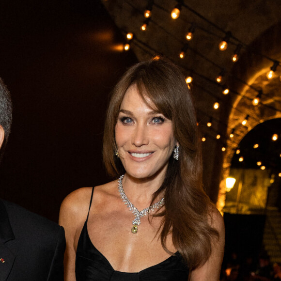 Carla Bruni et son mari Nicolas Sarkozy - Personnalités à la soirée "Women In Motion" par Kering au Château de la Castre lors du 75ème Festival International du Film de Cannes. Le 22 mai 2022 © Olivier Borde / Bestimage