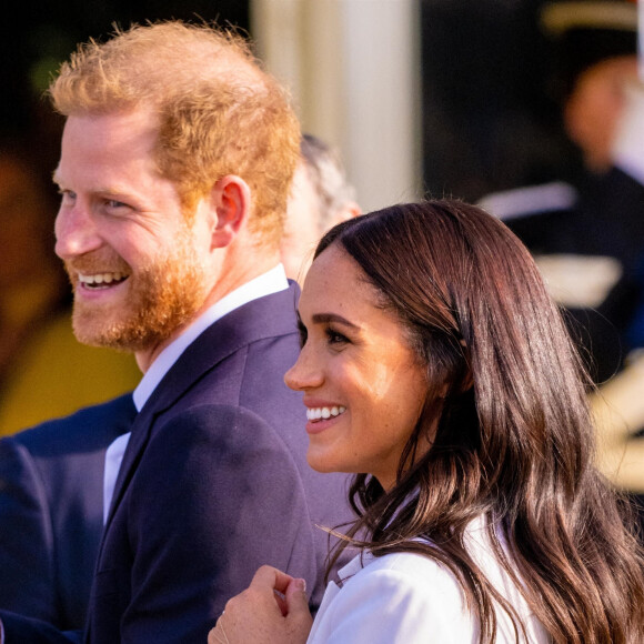 Le prince Harry et Meghan Markle assistent à une réception organisée par la ville de La Haye et le ministère néerlandais de la Défense, au Nations Home, la veille de l'ouverture des Invictus Games 2020 à Zuiderpark, La Haye, le 15 avril 2022. 