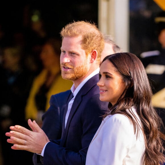 Le prince Harry et Meghan Markle assistent à une réception organisée par la ville de La Haye et le ministère néerlandais de la Défense, au Nations Home, la veille de l'ouverture des Invictus Games 2020 à Zuiderpark, La Haye, le 15 avril 2022. 