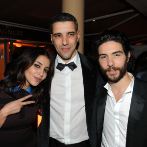 Exclusif - Leila Bekhti pose avec son mari Tahar Rahim accompagne de son frere Ahmed - Exclusif - Prix special -Soiree Magnum pour le film "Le passe" lors du 66eme festival de Cannes le 17 mai 2013.