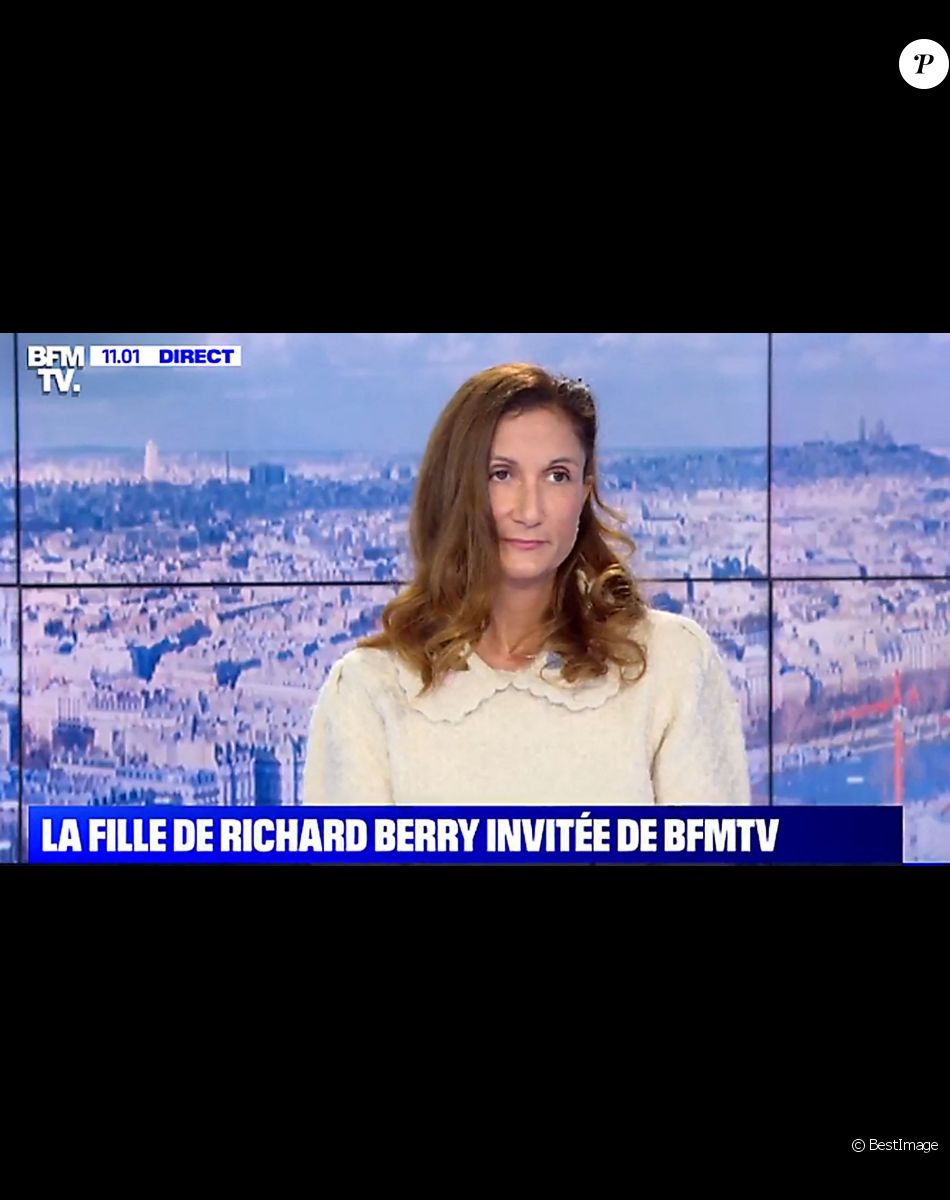 Coline Berry-Rojtman, fille de Richard Berry invitée de BFMTV dans l'émission de Bruce Toussaint le 4 mars 2021... © Capture TV BFMTV via Bestimage