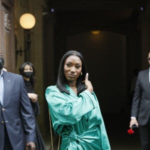 Aya Nakamura - Les célébrités à la sortie du défilé Balenciaga "Collection Haute-Couture Automne/Hiver 2021-2022" à Paris, le 7 juillet 2021. © Clovis-Veeren/Bestimage 