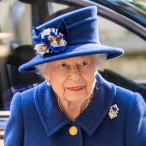 La reine Elisabeth II d'Angleterre arrive à un service d'action de grâce à l'abbaye de Westminster pour marquer le centenaire de la Royal British Legion, à Londres, Royaume Uni, le 12 octobre 2021.