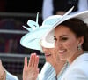 Catherine Kate Middleton, duchesse de Cambridge, Camilla Parker Bowles, duchesse de Cornouailles - Les membres de la famille royale lors de la parade militaire "Trooping the Colour" dans le cadre de la célébration du jubilé de platine (70 ans de règne) de la reine Elizabeth II à Londres, le 2 juin 2022. 