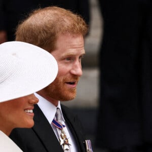 Le prince Harry, duc de Sussex et Meghan Markle, duchesse de Sussex - Les membres de la famille royale et les invités lors de la messe célébrée à la cathédrale Saint-Paul de Londres, dans le cadre du jubilé de platine (70 ans de règne) de la reine Elisabeth II d'Angleterre. Londres, le 3 juin 2022.