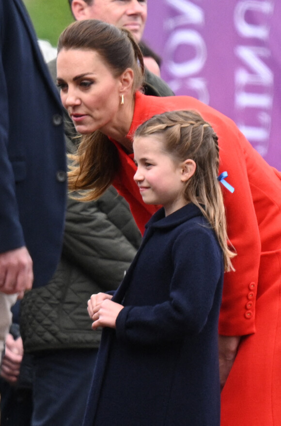 Kate Catherine Middleton, duchesse de Cambridge, et la princesse Charlotte - Le duc et la duchesse de Cambridge, et leurs enfants, en visite à Cardiff, à l'occasion du jubilé de platine de la reine d'Angleterre. Le 4 juin 2022