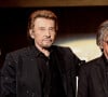 Exclusif - Eddy Mitchell, Johnny Hallyday et Jacques Dutronc lors du concert des "Vieilles Canailles" à l'AccorHotel Arena à Paris le 24 juin 2017. © Andred / Bestimage