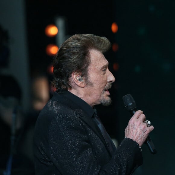 Exclusif - Eddy Mitchell et Johnny Hallyday - Enregistrement de l'émission Spécial Johnny Hallyday, "Johnny, la soirée événement", qui sera diffusée sur TF1 en prime-time le 20 décembre. 