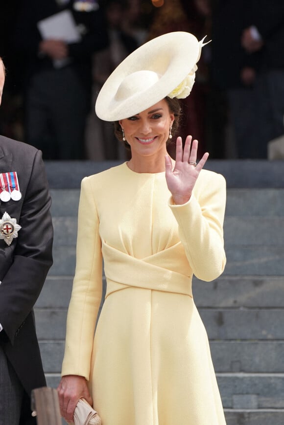 Catherine (Kate) Middleton, duchesse de Cambridge - Les membres de la famille royale et les invités lors de la messe célébrée à la cathédrale Saint-Paul de Londres, dans le cadre du jubilé de platine (70 ans de règne) de la reine Elisabeth II d'Angleterre. Londres, le 3 juin 2022. 
