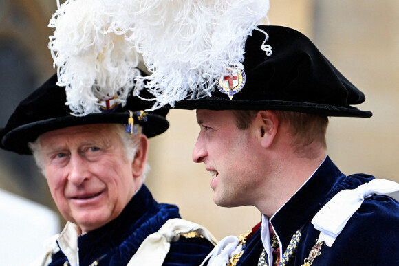 Le prince Charles, le prince William - Service annuel de l'Ordre de la jarretière à la chapelle Saint-Georges du château de Windsor, le 13 juin 2022.