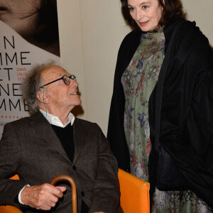 Jean-Louis Trintignant et Anouk Aimée - People à la projection du film "Un homme et une femme" en version restaurée, pour fêter les 50 ans du film ainsi que les 13 ans de Sophie Dulac Distribution au cinéma L'Arlequin, à Paris, le 6 novembre 2016. © Coadic Guirec/Bestimage 