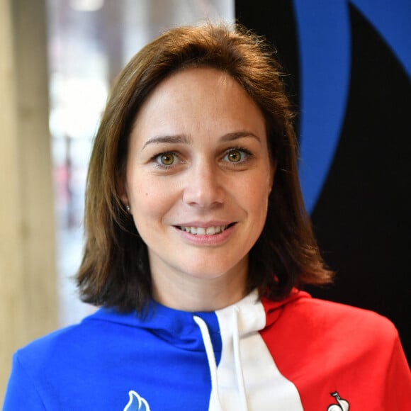 Nathalie Péchalat - Diffusion de la cérémonie d'ouverture des jeux olympiques de Pékin 2022. © Veeren / Bestimage au Club France à la maison du sport français à Paris le 5 février 2022. © Veeren / Bestimage