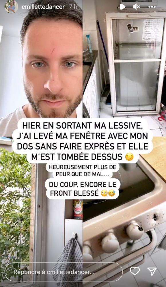 Christian Millette évoque son accident domestique sur Instagram. Le 25 juin 2022.
