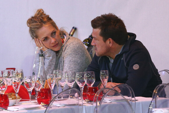 Benjamin Castaldi et son ex-femme Vanessa Broussouloux - Dîner lors du deuxième jour du Gucci Paris Masters 2014 à Villepinte, près de Paris, le 5 décembre 2014. 