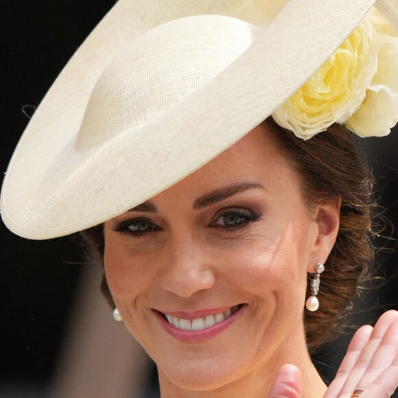 Catherine (Kate) Middleton, duchesse de Cambridge, - Les membres de la famille royale et les invités à la sortie de la messe du jubilé, célébrée à la cathédrale Saint-Paul de Londres, Royaume Uni, le 3 juin 2022.