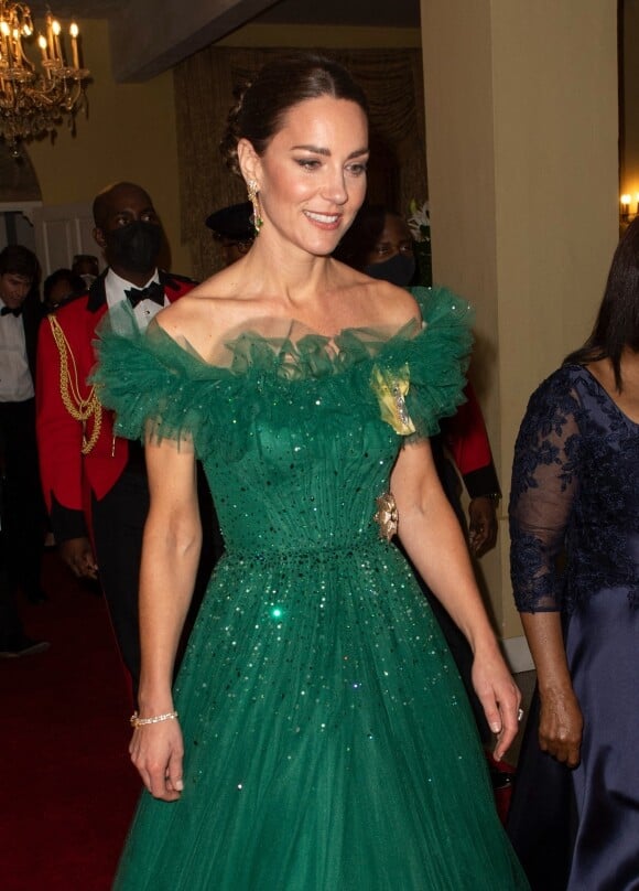 Kate Catherine Middleton, duchesse de Cambridge, lors du dîner dans la résidence du gouverneur général P.Allen, King's House, à Kingston, à l'occasion de son voyage officiel en Jamaïque. Le 23 mars 2022