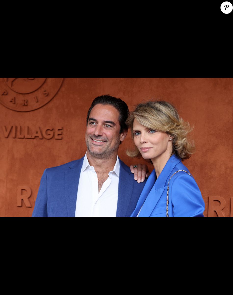 Sylvie Tellier et son mari Laurent Schenten au village lors des Internationaux de France de Tennis de Roland Garros 2022 à Paris, France, le 5 juin 2022. © Dominique Jacovides/Bestimage