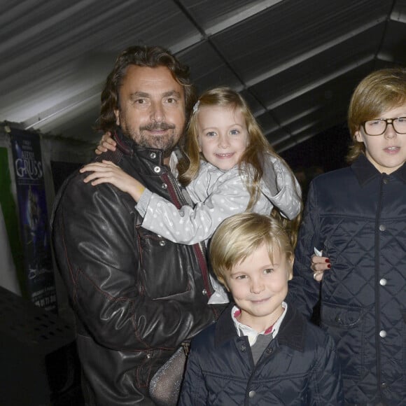 Henri Leconte avec sa femme Florentine et ses enfants Marylou, Jules et Ulysse - Premiere de "Silvia" au Cirque Alexis Gruss a Paris le 28 octobre 2013.